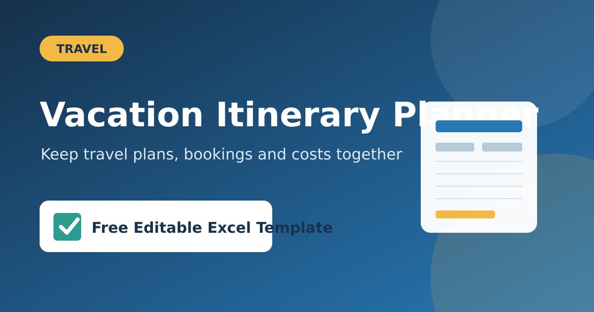 Free Vacation Itinerary Planner Template